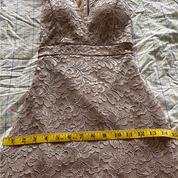 Honey & Rosie Beige Sparkle Lace Mini Dress with zip up cut out back ITEM L-1 - Picture 7 of 7